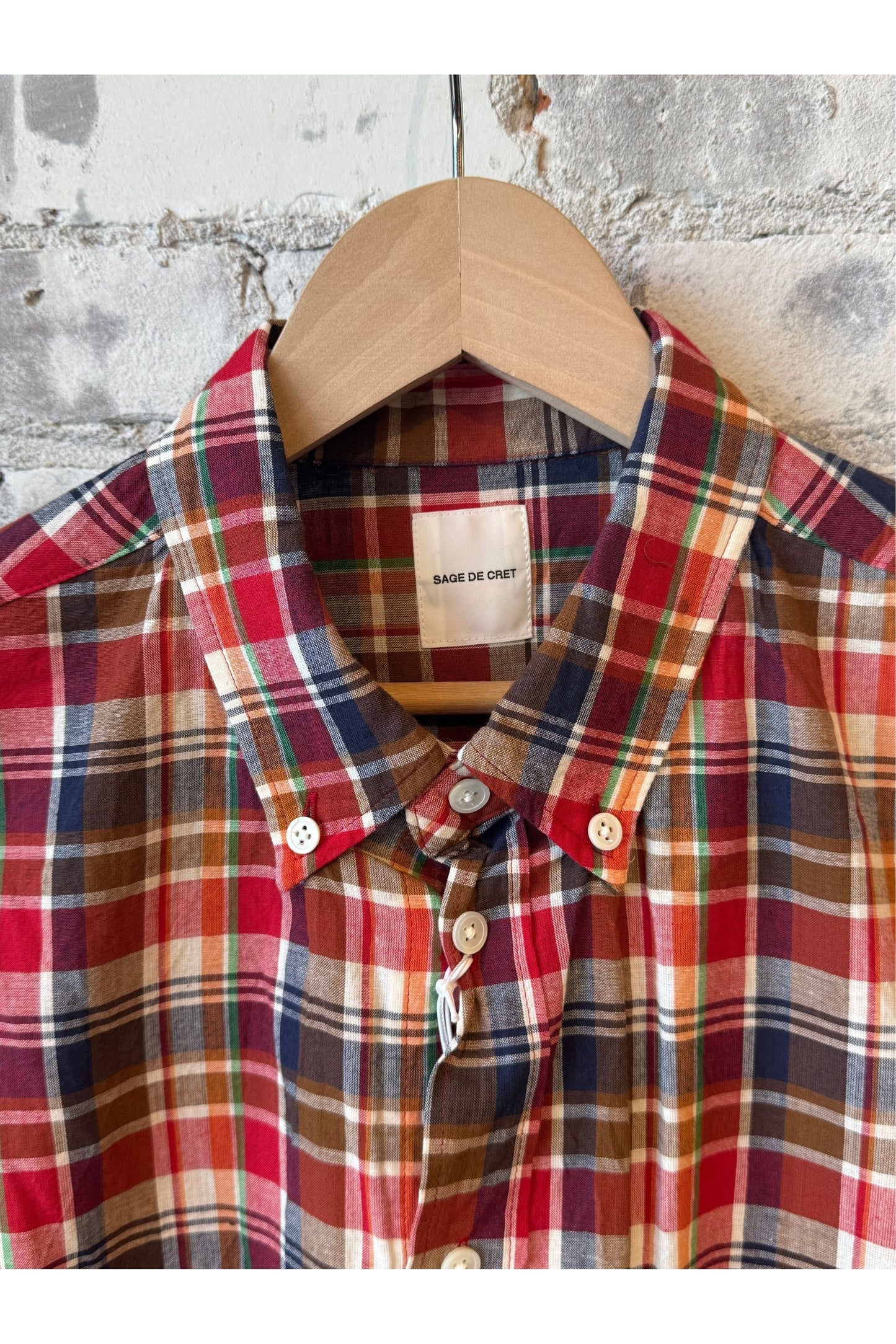 Madras Check Buttondown Collar Shirt - Red Plaid - DUNE + SALT