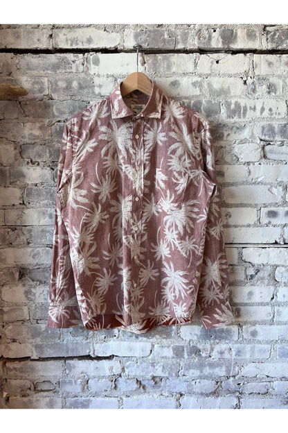 Paul Palm Tree Print Cotton Shirt - Rust - DUNE + SALT