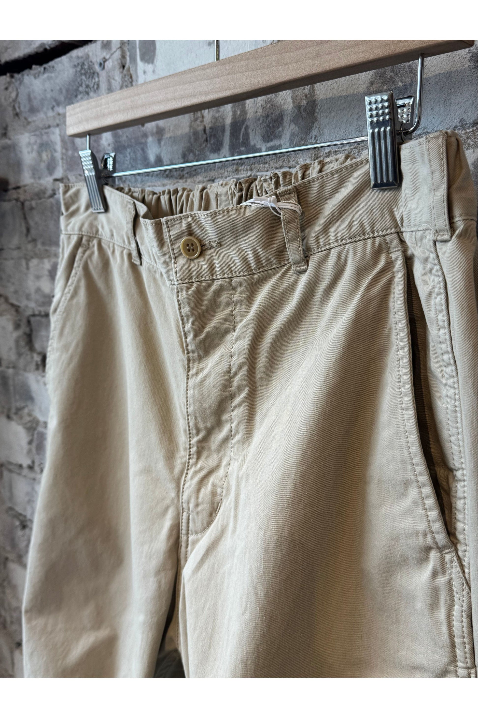 Cotton Chino Cloth Peg Top Pants - Beige - DUNE + SALT