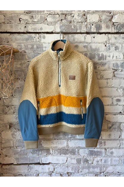 Wool Pile Fleece Pullover - Beige/Yellow/Blue Stripe - DUNE + SALT