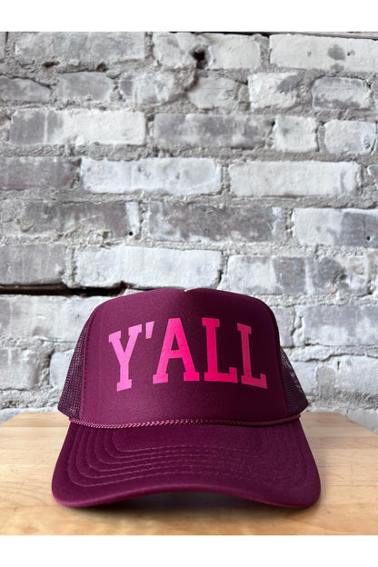 Y’all Trucker Hat - Maroon/Hot Pink - DUNE + SALT