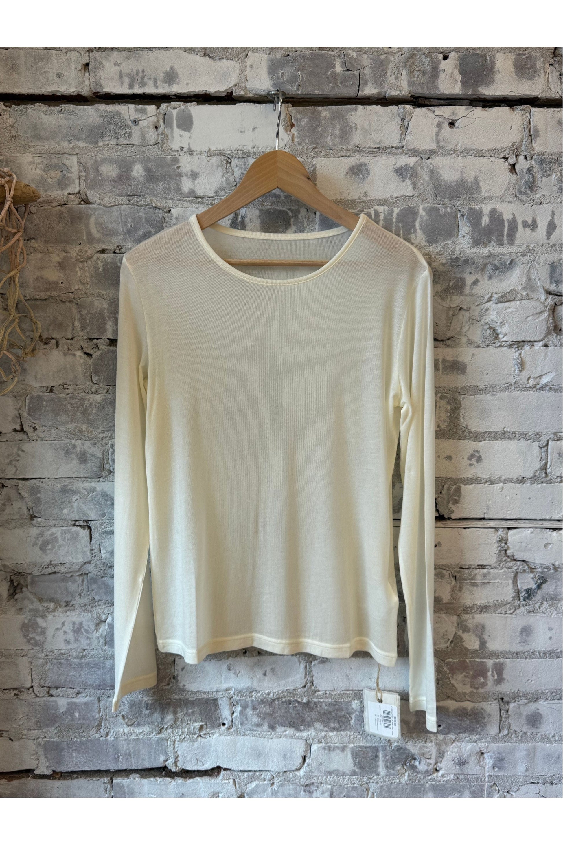 Silk/Cashmere LS Jersey Crew - White - DUNE + SALT