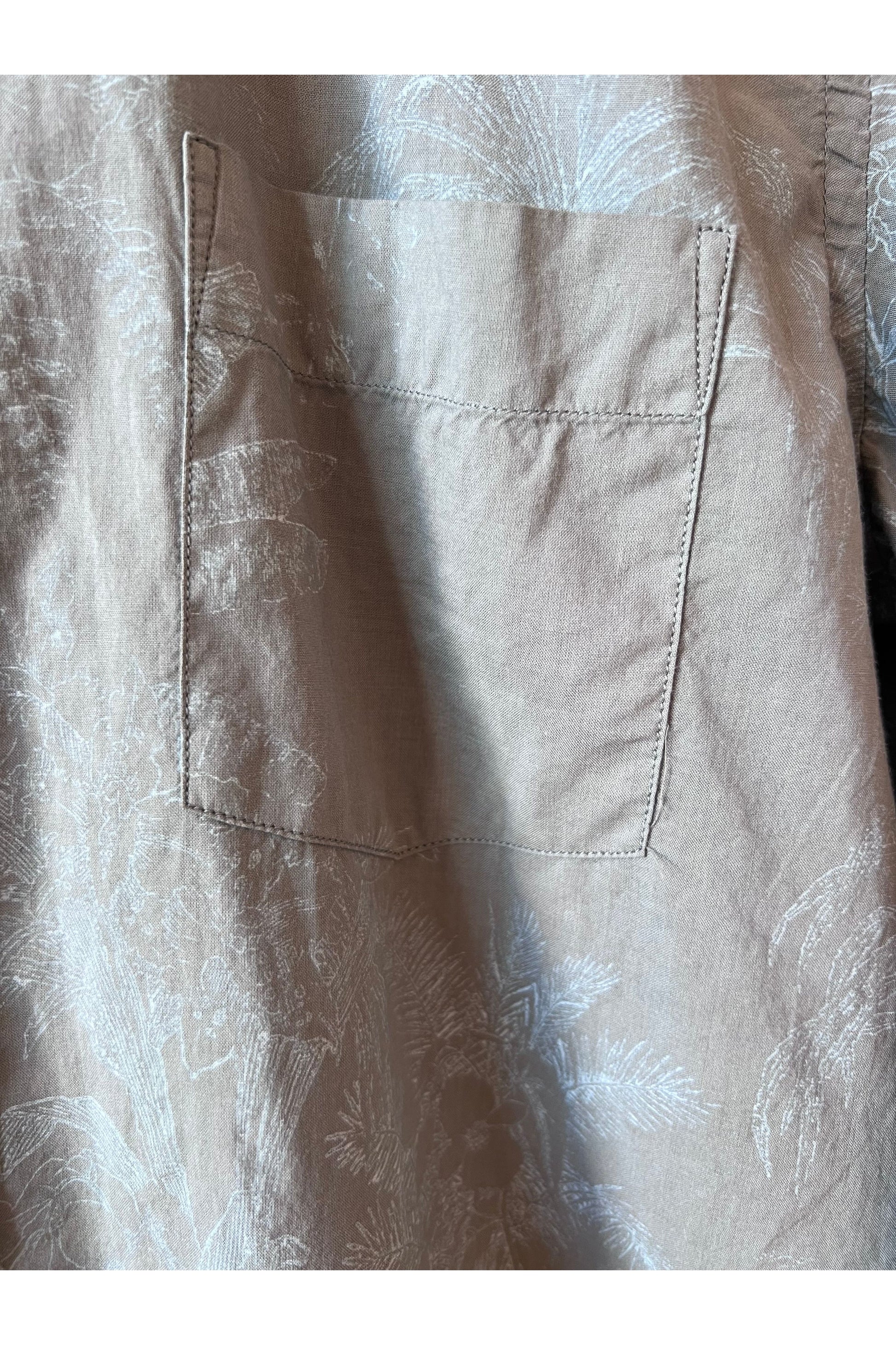 Paul Pat Palm Tree Print Cotton Shirt - Olive - DUNE + SALT