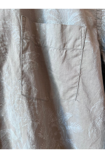 Paul Pat Palm Tree Print Cotton Shirt - Olive - DUNE + SALT