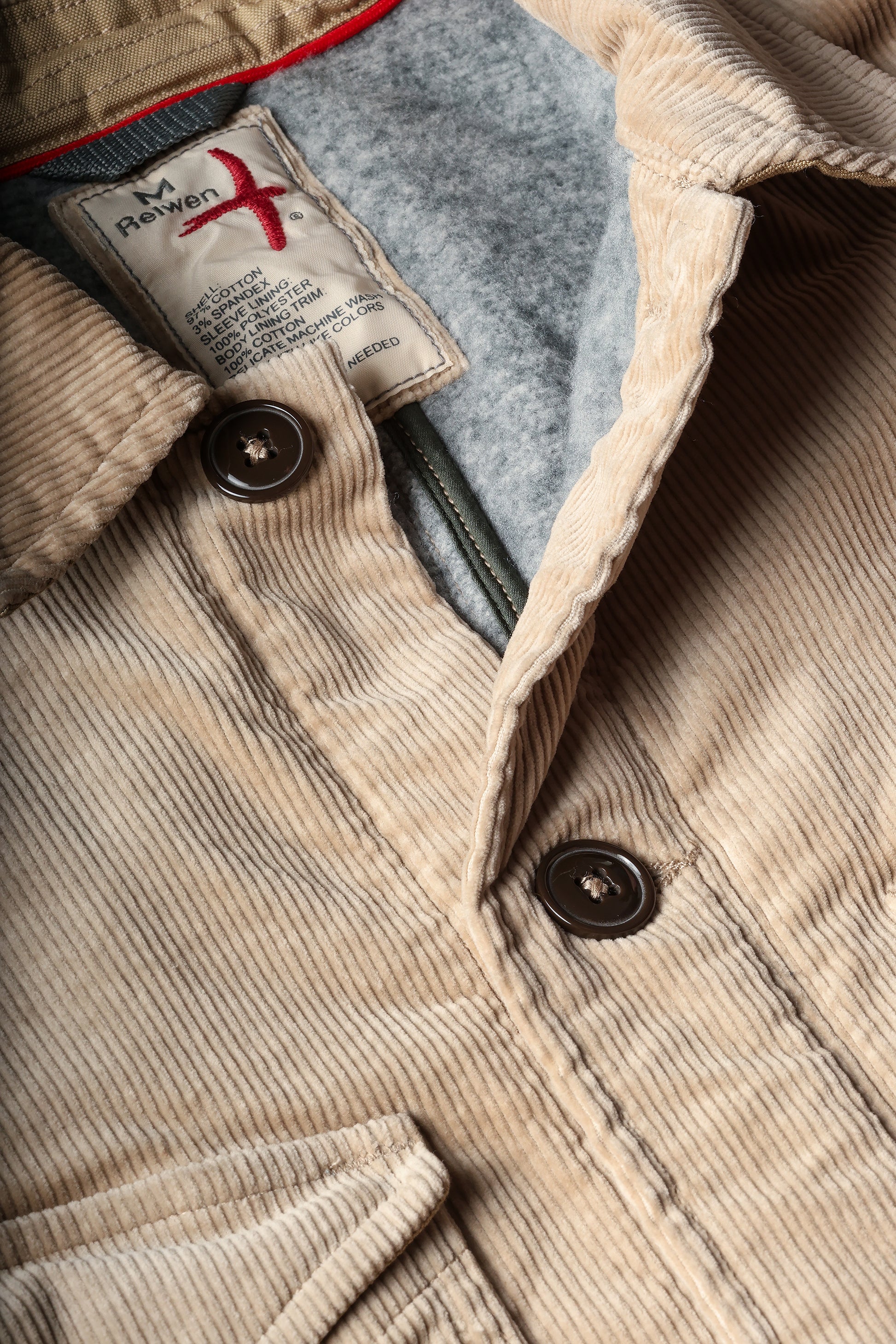 Piled-Lined Chore Coat - Buff Khaki Cord - DUNE + SALT