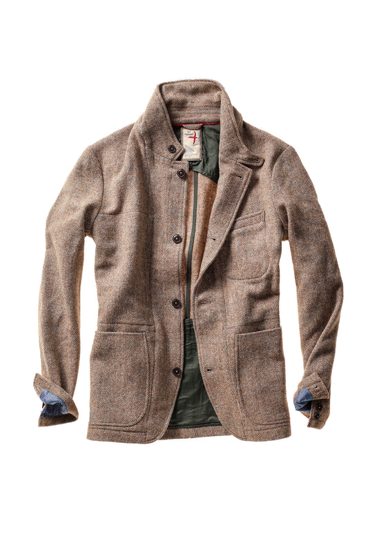 Heritage Trap Blazer - Ash Brown Herringbone - DUNE + SALT