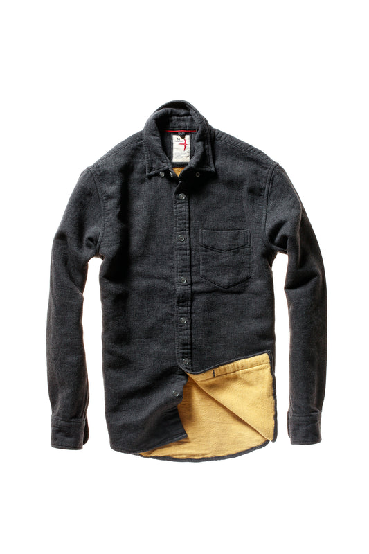 Herringbone Chamois-Lined Flannel - Charcoal