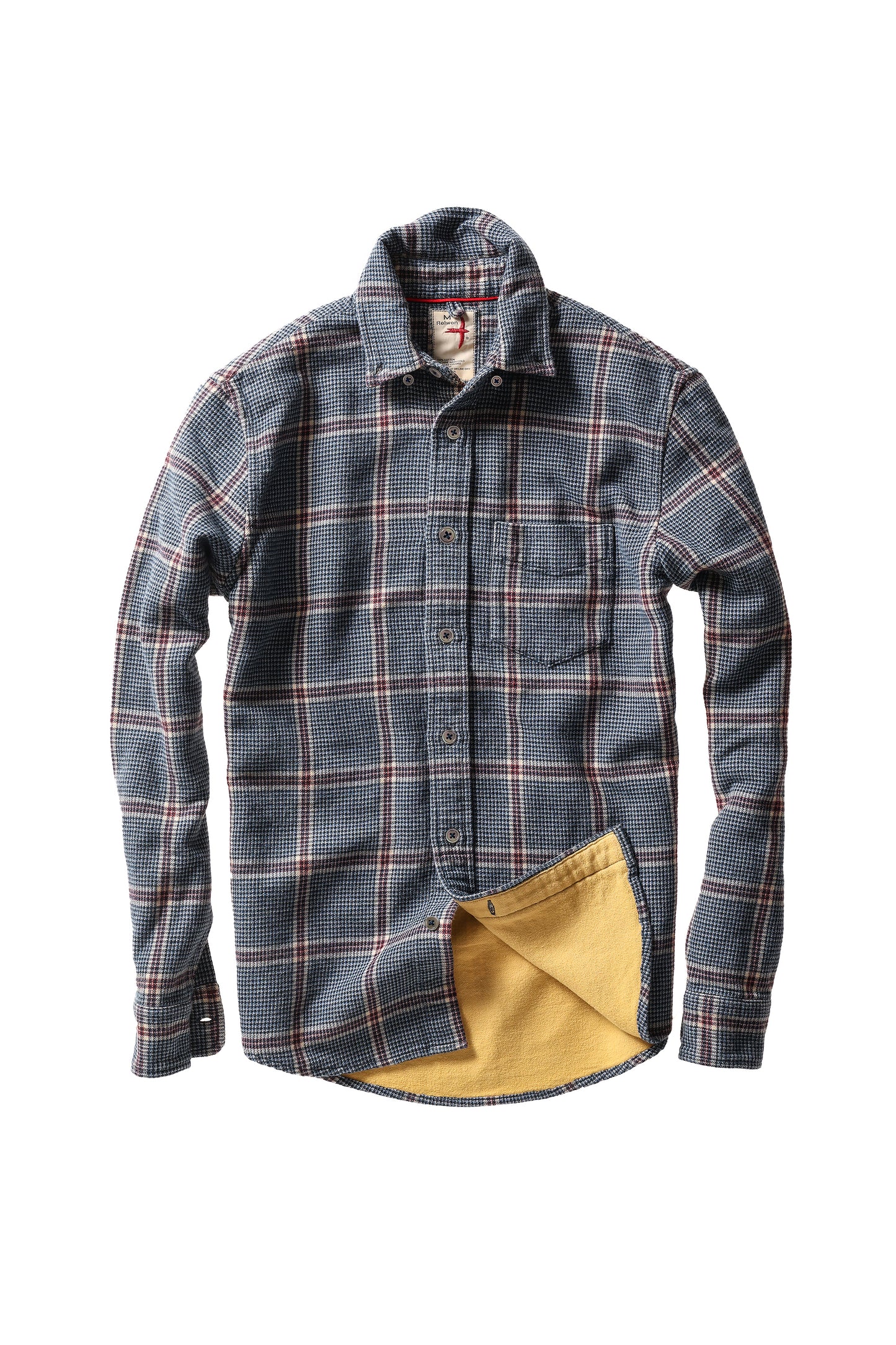 Plaid Chamois-Lined Flannel - Blue/Khaki/Red Exploded Houndstooth