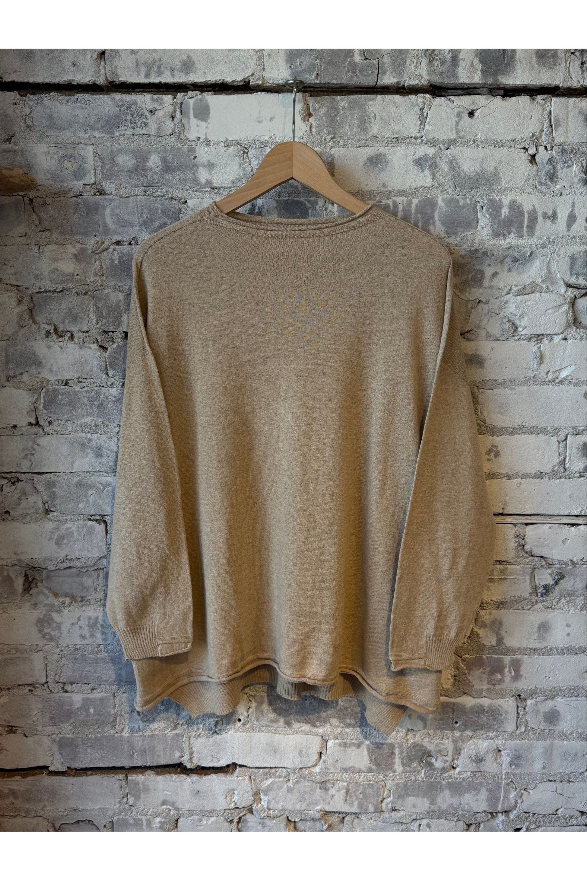 Cotton Linen Square Pullover - Beige - DUNE + SALT