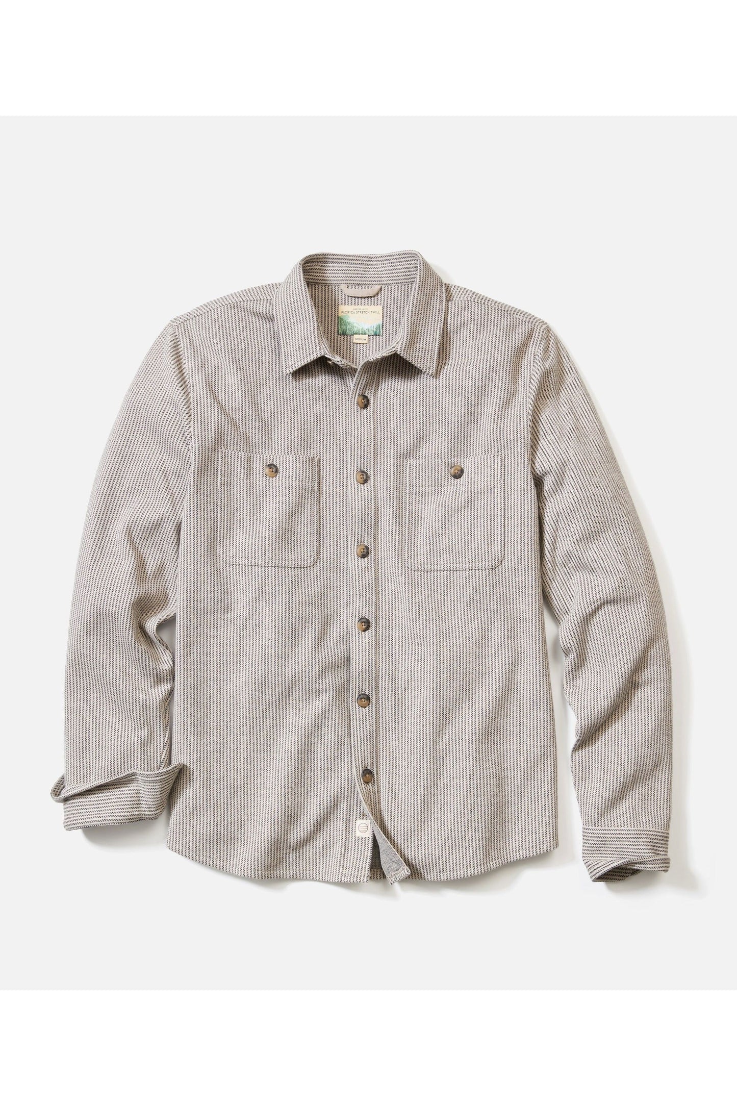 Pacifica Stretch Twill Overshirt - Grey Railroad Stripe - DUNE + SALT