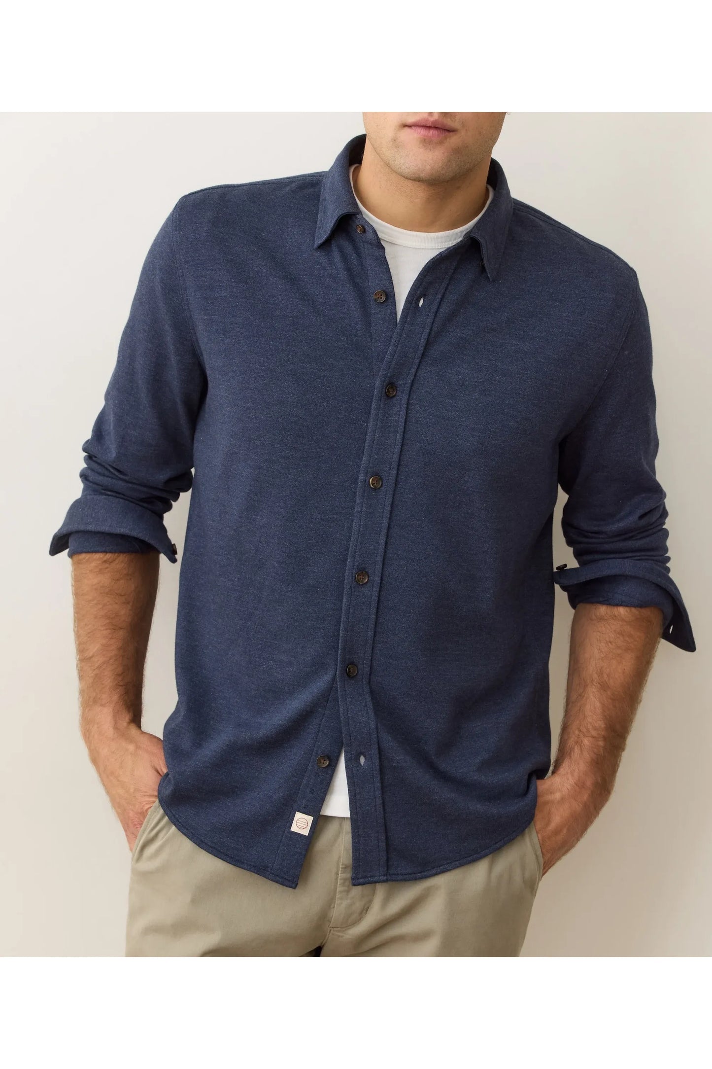 Pacifica Stretch Twill Shirt - Navy - DUNE + SALT