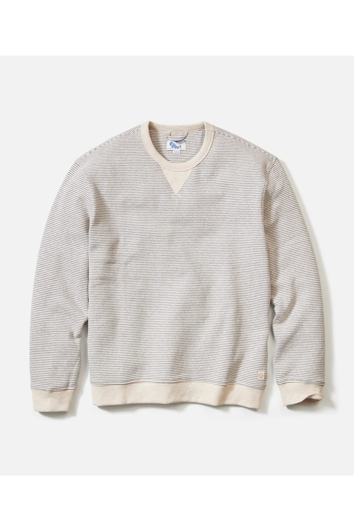 Cloud 9 Relaxed Fleece Crewneck - Driftwood Mini Stripe - DUNE + SALT