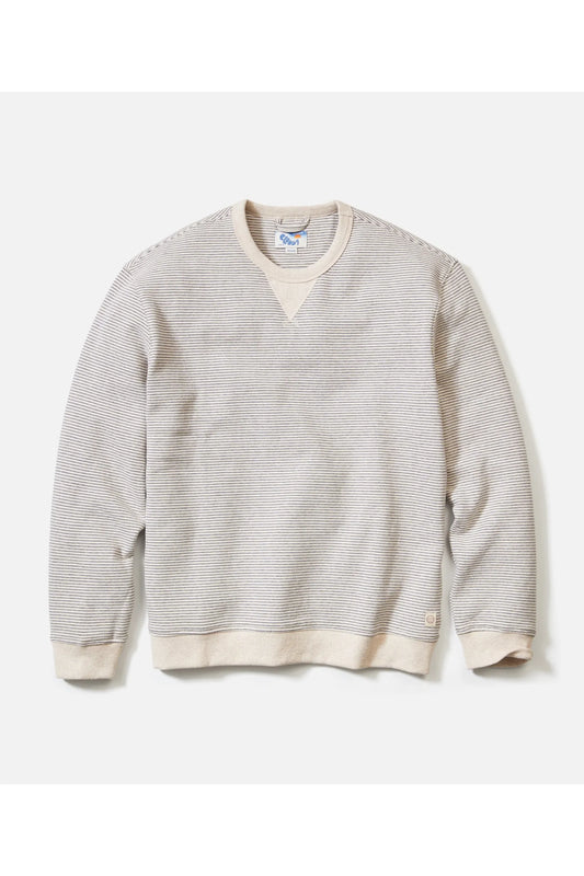 Cloud 9 Relaxed Fleece Crewneck - Driftwood Mini Stripe - DUNE + SALT