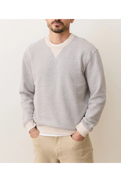 Cloud 9 Relaxed Fleece Crewneck - Driftwood Mini Stripe - DUNE + SALT