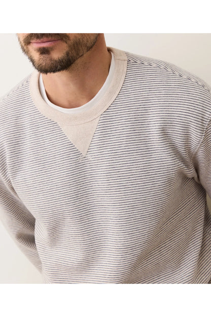 Cloud 9 Relaxed Fleece Crewneck - Driftwood Mini Stripe - DUNE + SALT