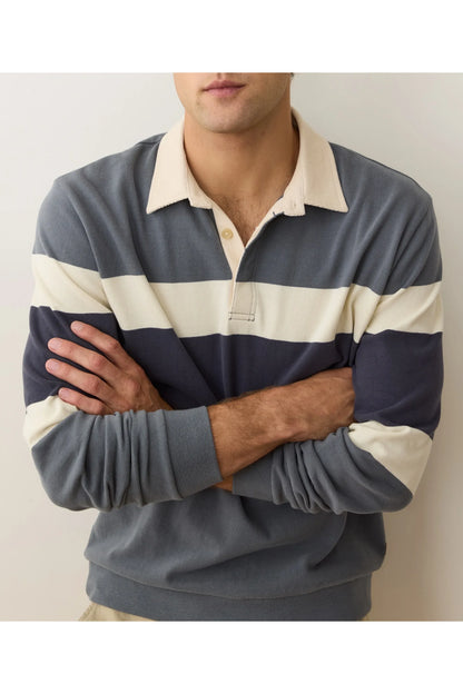 Sueded Rugby Polo - Stormy Weather Colorblock - DUNE + SALT