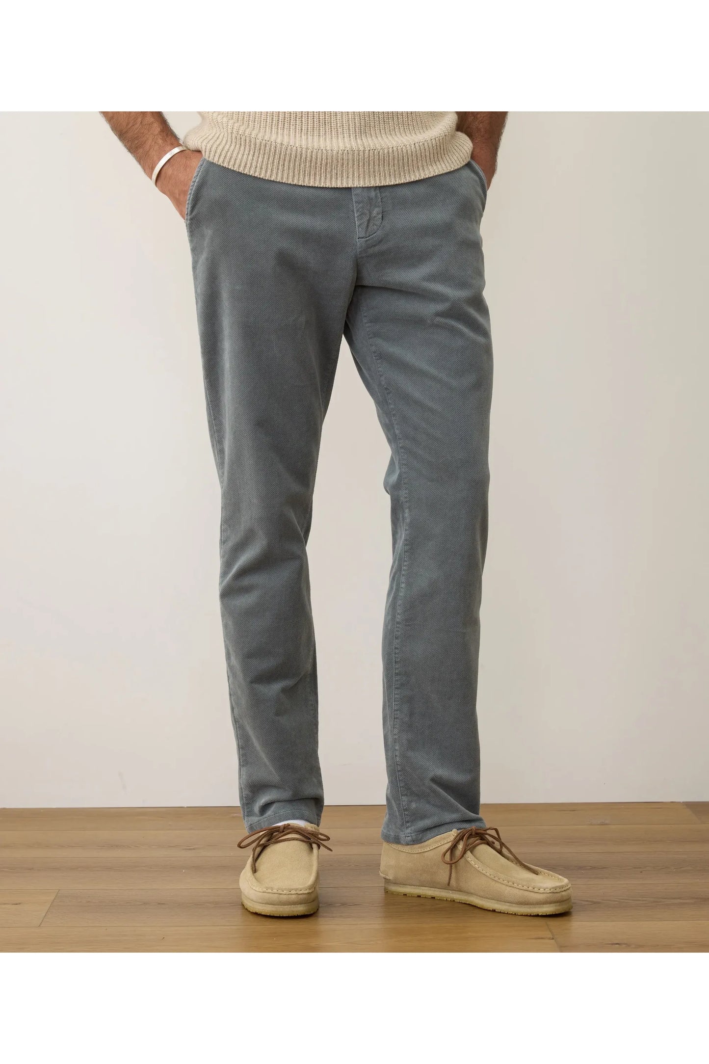 Saturday Slim-Straight Moleskin Chino - Balsam Green - DUNE + SALT