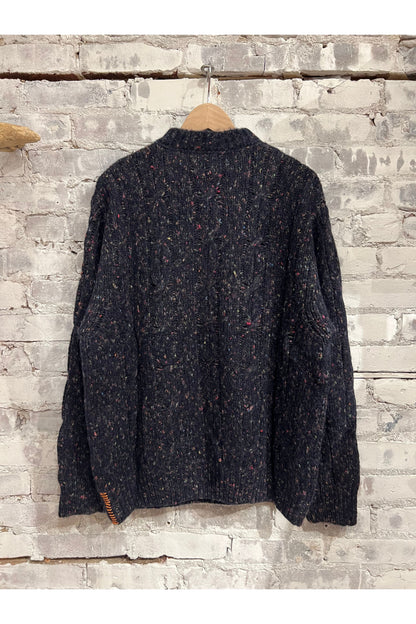 Over P's Cable Knit Donegal Sweater - Blue/Navy - DUNE + SALT