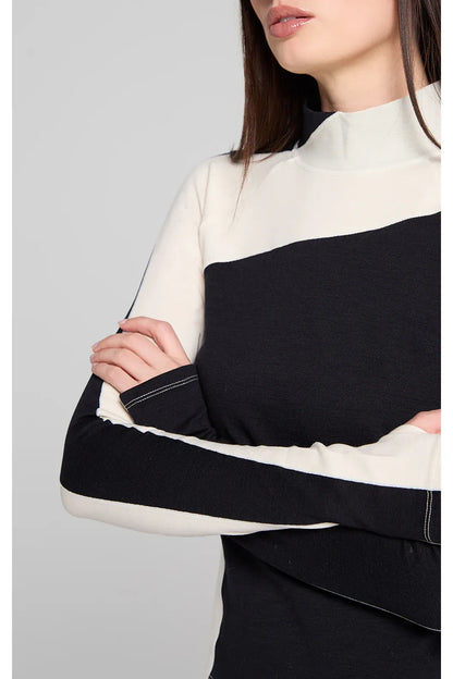 Wool Sculpt Merino Mock Neck - After Dark