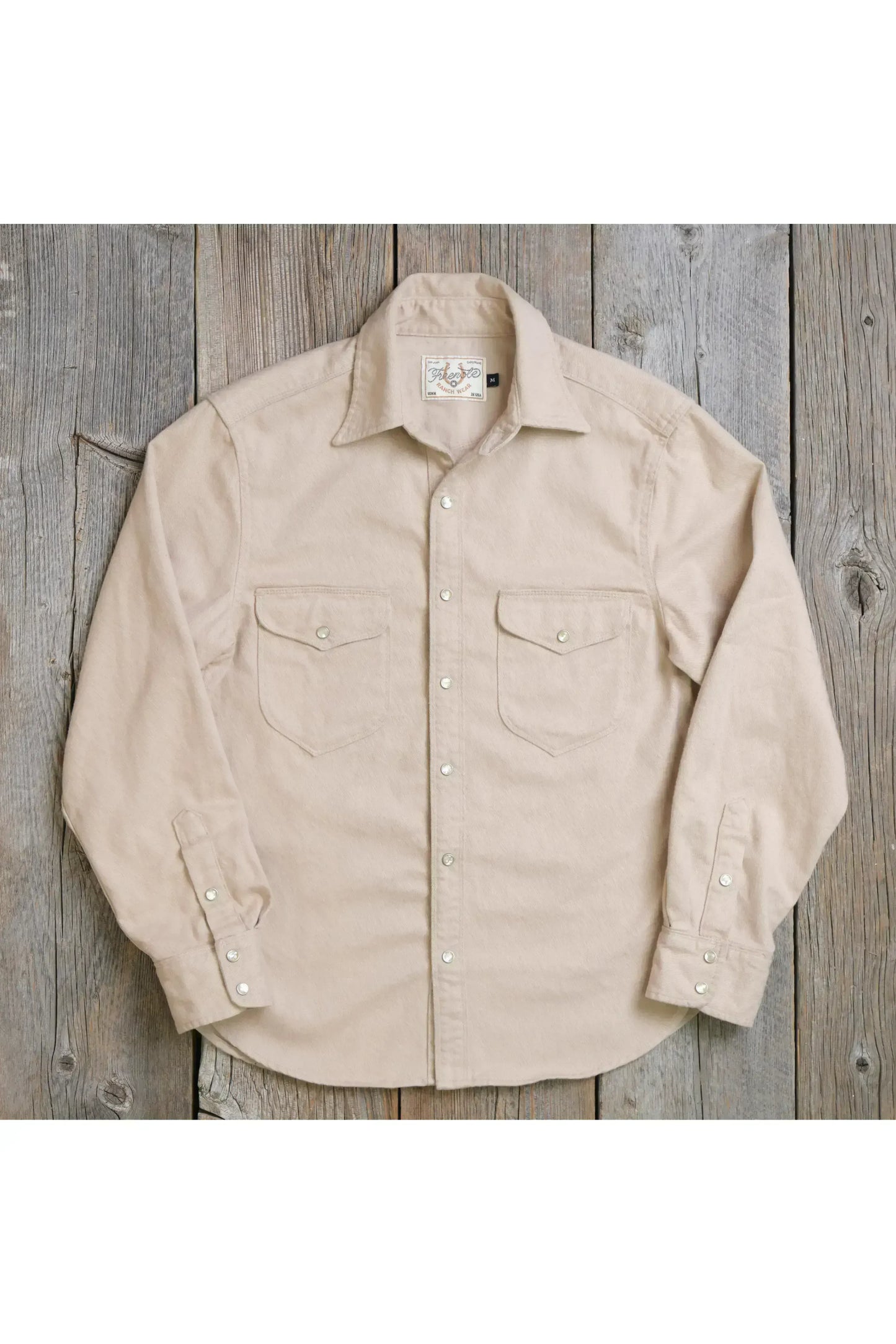 Bodie Acorn Pocket Western Shirt - Cream Twill - DUNE + SALT
