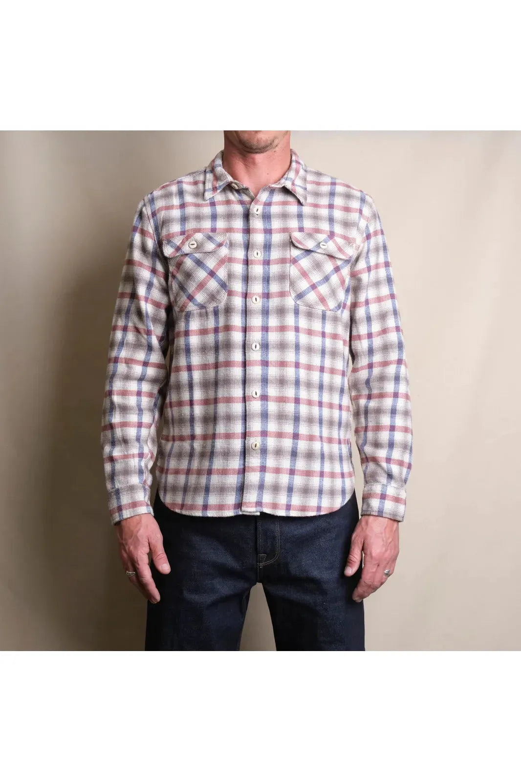 Jepson Woven Shirt - Cream Plaid - DUNE + SALT