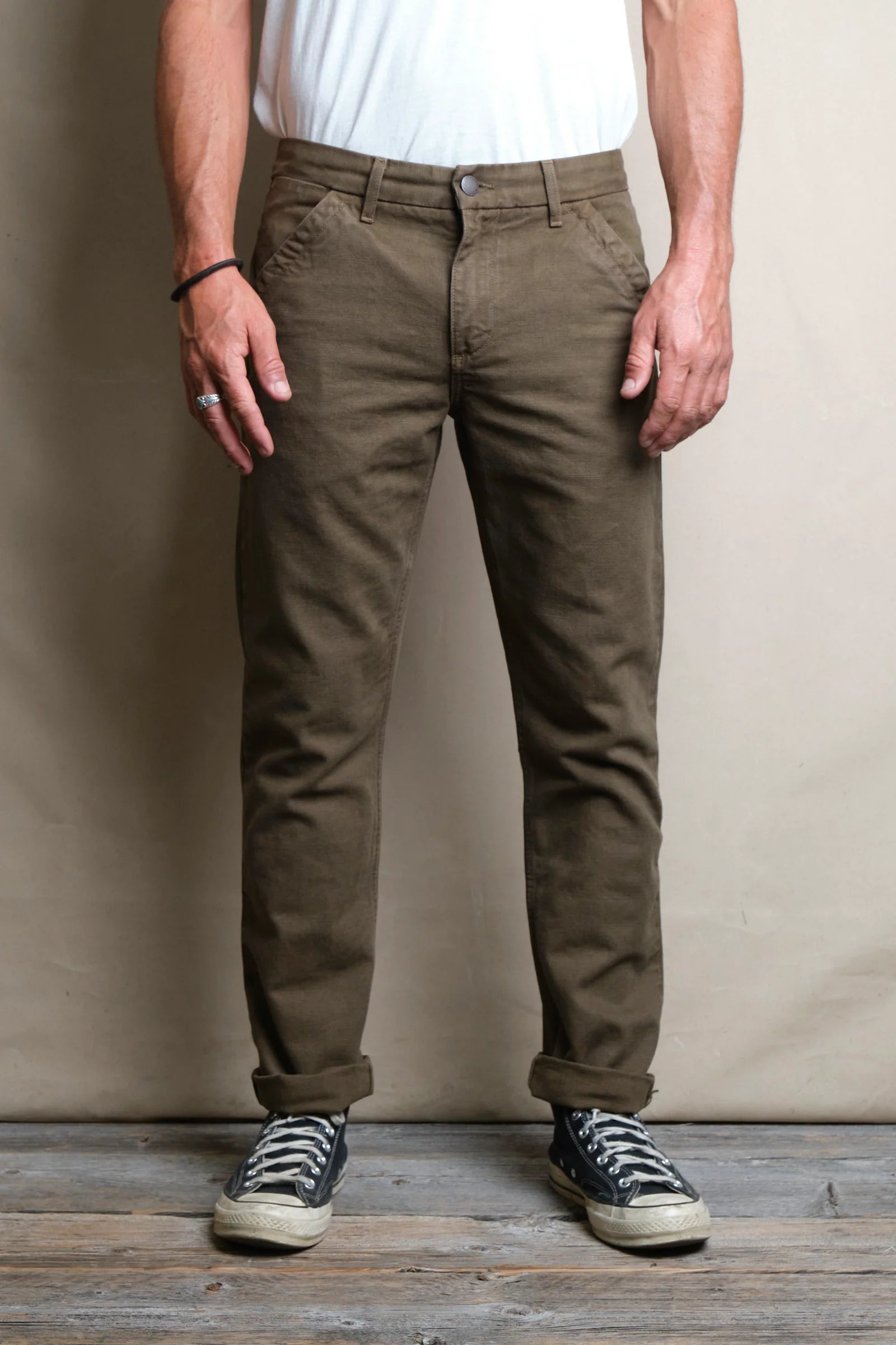 14 Ounce Slub Worker's Chino - Army Green - DUNE + SALT