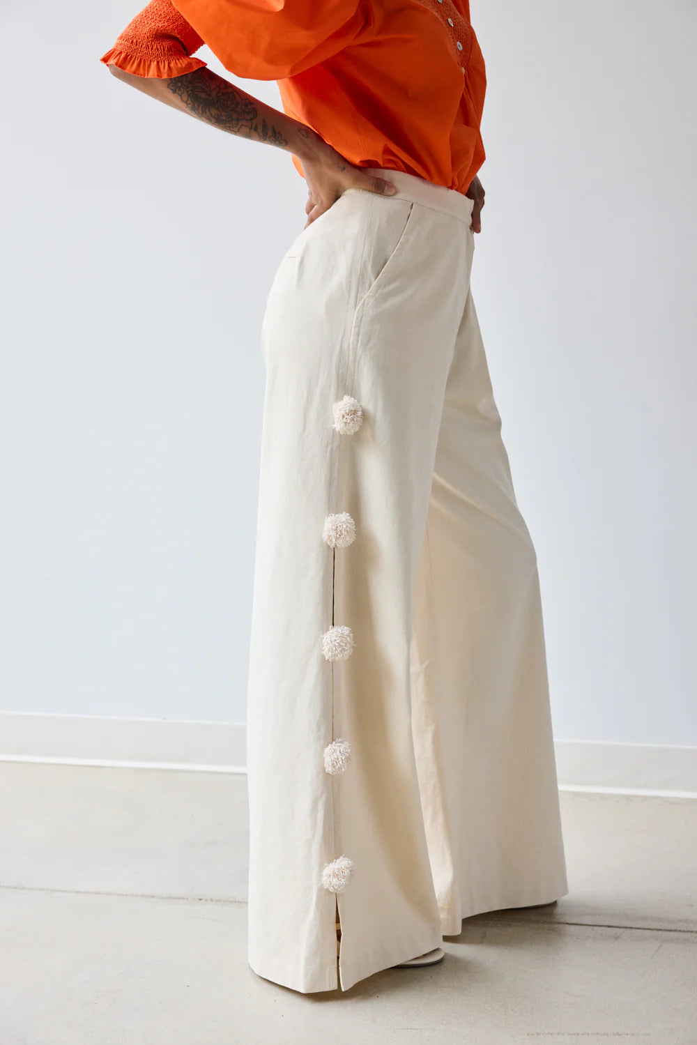 Pom Pom Trouser - Custard