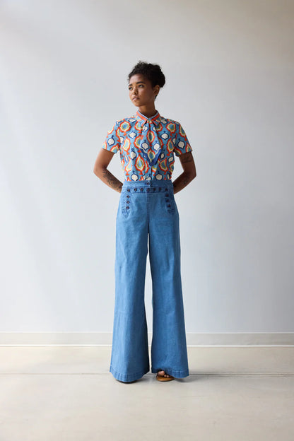 Flared Sailor Pant - Medium Wash