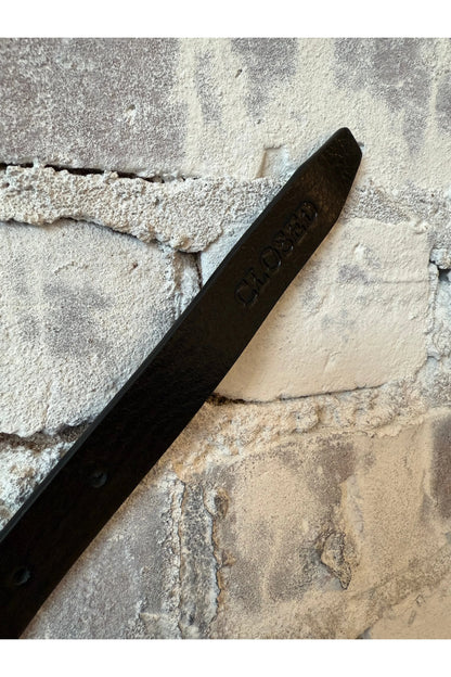 Metal Buckle Leather Belt - Black - DUNE + SALT