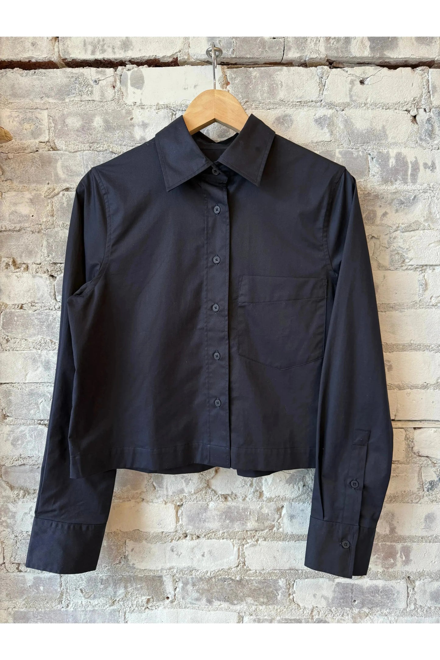 Short Cotton Poplin Blouse - Dark Night - DUNE + SALT
