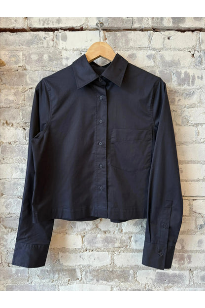 Short Cotton Poplin Blouse - Dark Night - DUNE + SALT