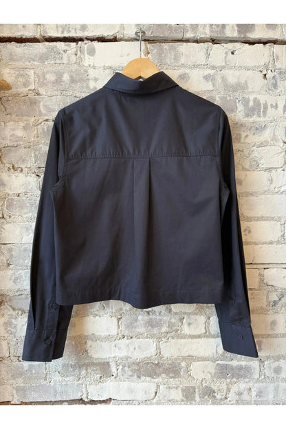Short Cotton Poplin Blouse - Dark Night - DUNE + SALT
