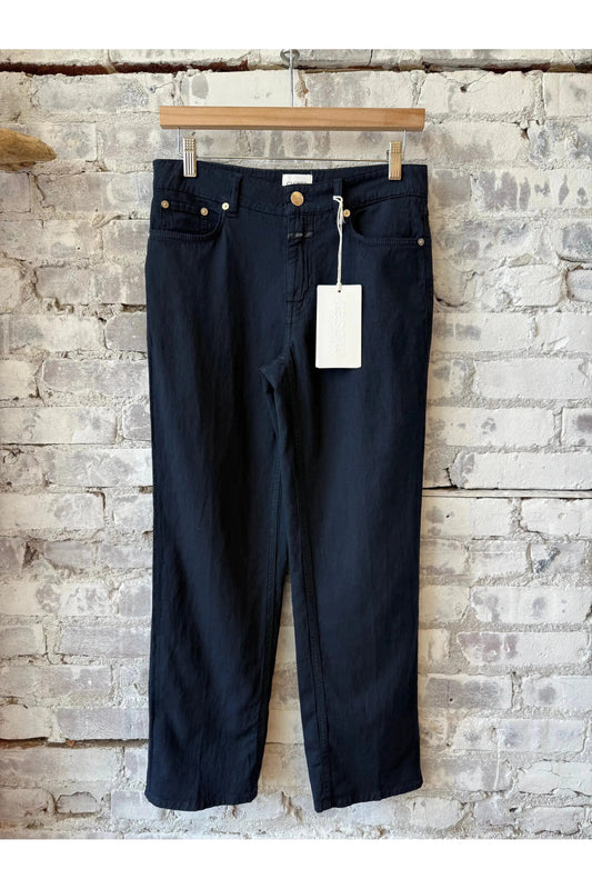 Milo Cotton Linen Straight Pants - Dark Night - DUNE + SALT