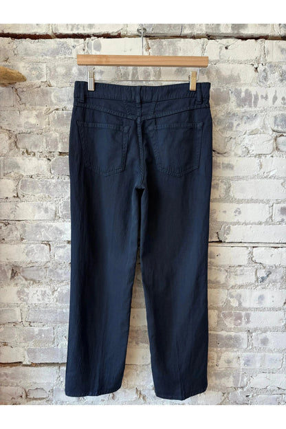 Milo Cotton Linen Straight Pants - Dark Night - DUNE + SALT