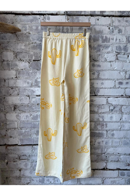 Winona Wide Pant - Dune Beige Print - DUNE + SALT