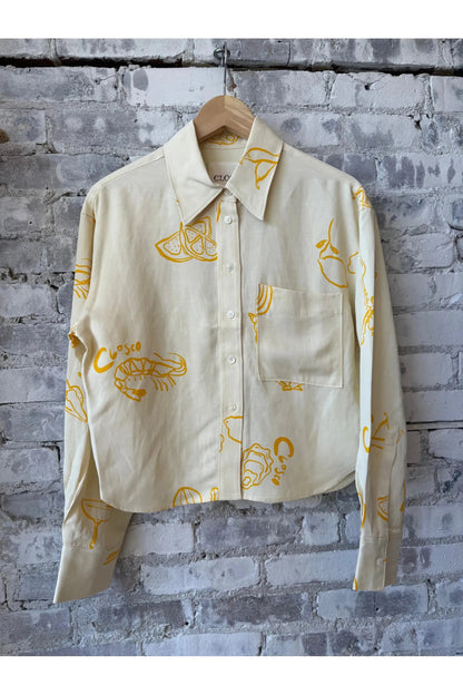 Cropped Oversized Shirt - Dune Beige - DUNE + SALT