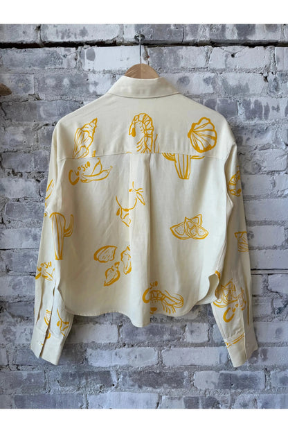 Cropped Oversized Shirt - Dune Beige - DUNE + SALT