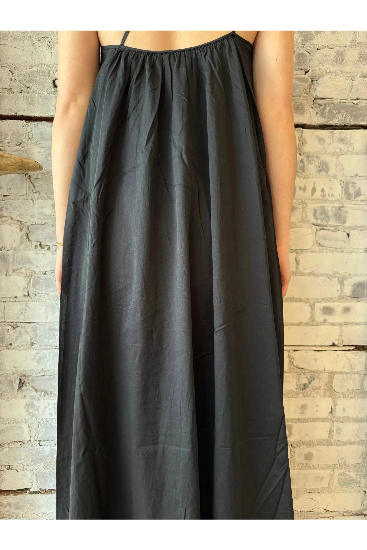 Gathered Asymmetrical Dress - Black - DUNE + SALT