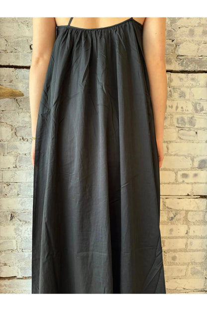 Gathered Asymmetrical Dress - Black - DUNE + SALT