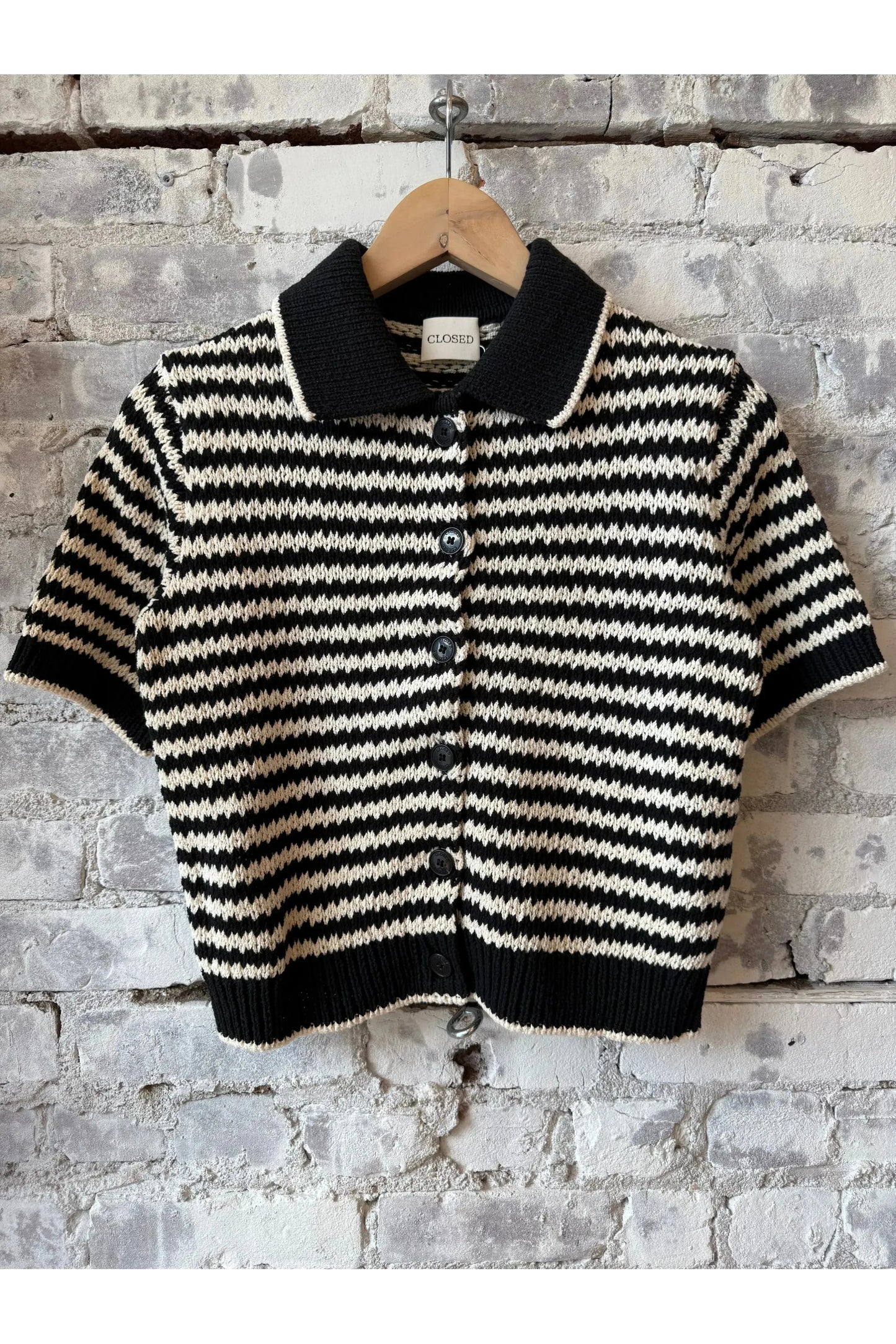 Knitted Cardigan in Organic Cotton - Black - DUNE + SALT