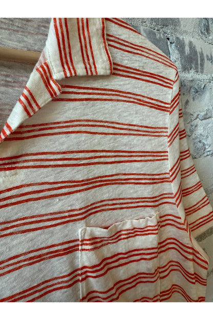 Knitted Polo - Poppy/Ecru - DUNE + SALT