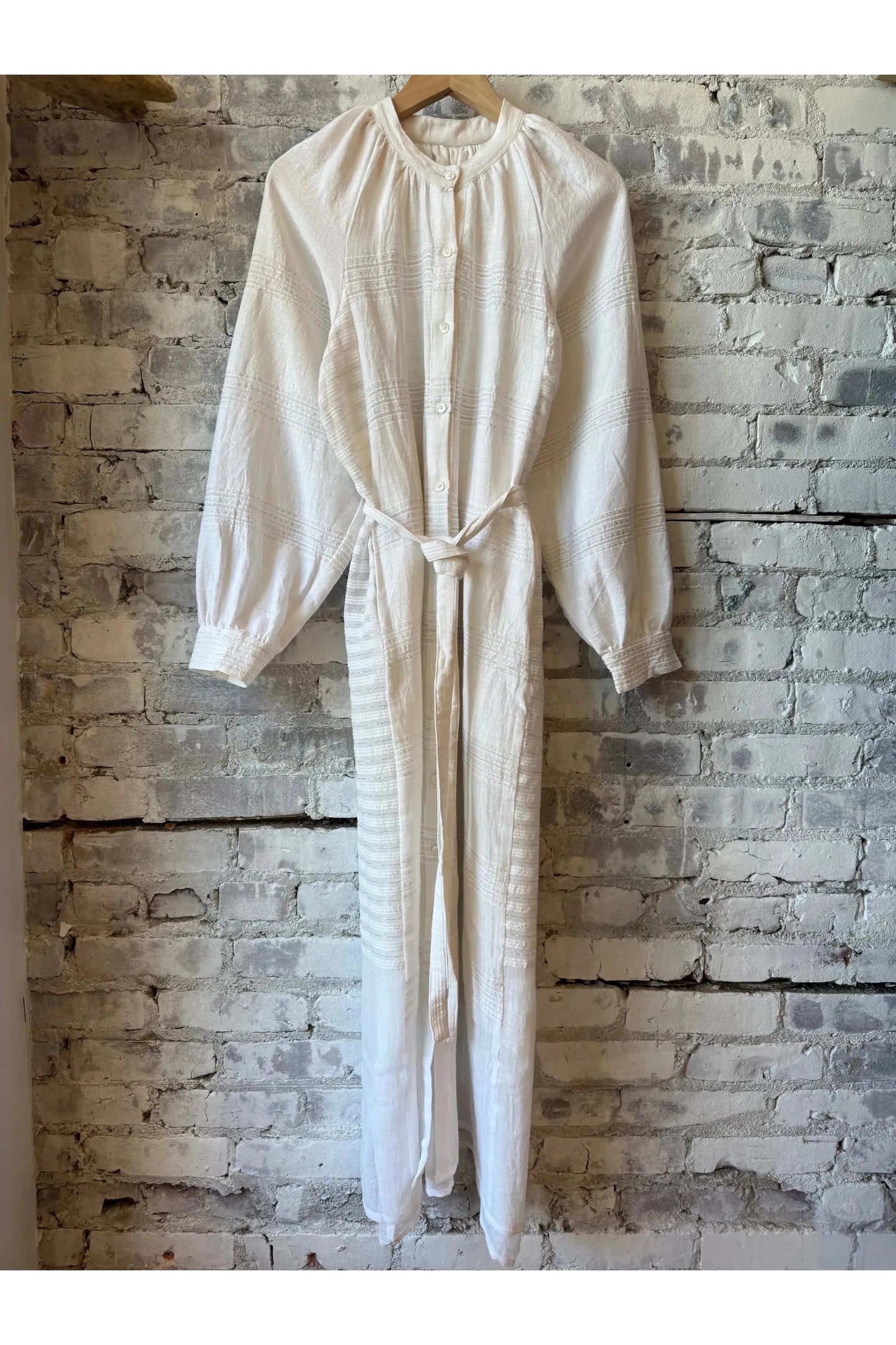 Makeda Button Up Dress - Abira White - DUNE + SALT