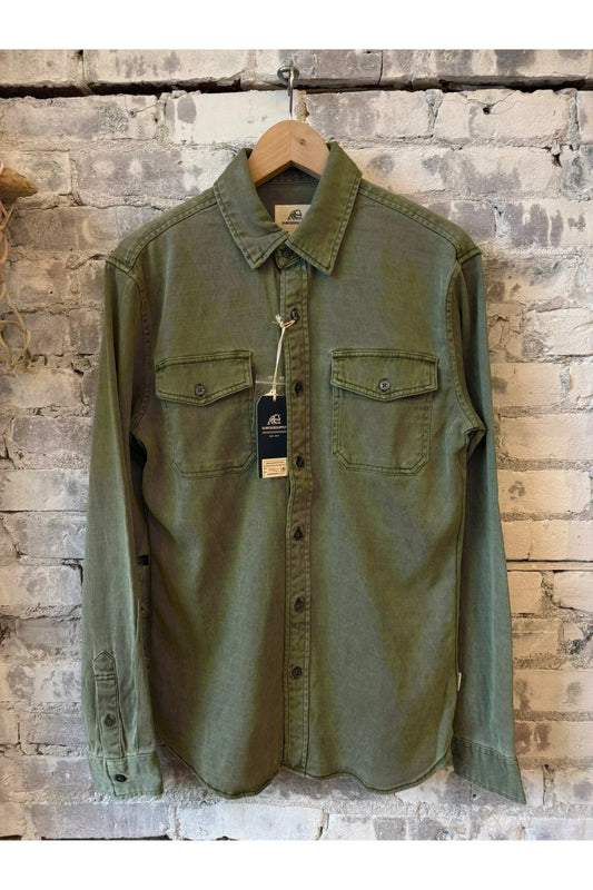 Jeb L/S Two-Pocket Garment-Dyed Shirt - Lichen Green - DUNE + SALT