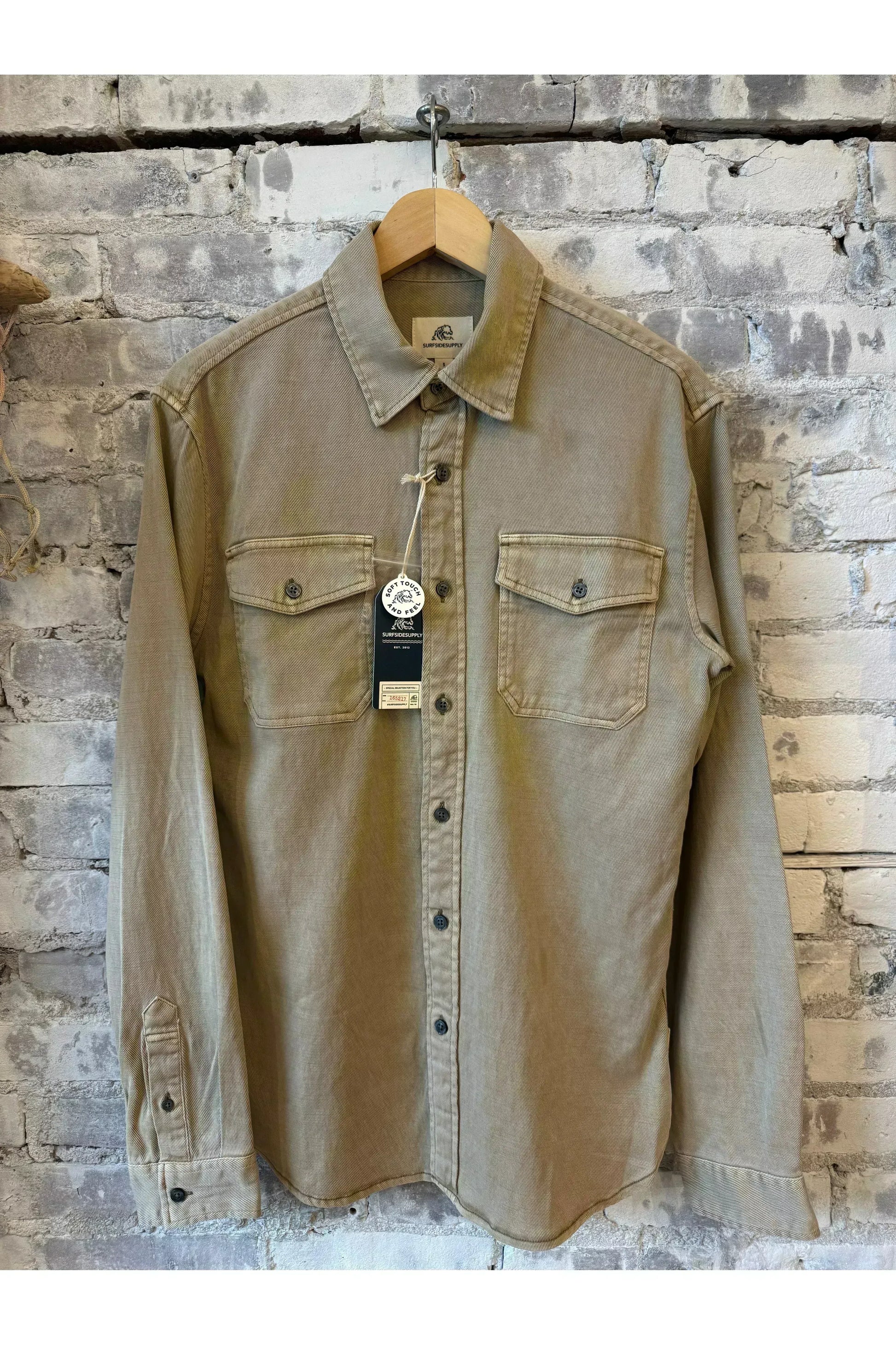 Jeb L/S Two-Pocket Garment-Dyed Shirt - Chinchilla - DUNE + SALT