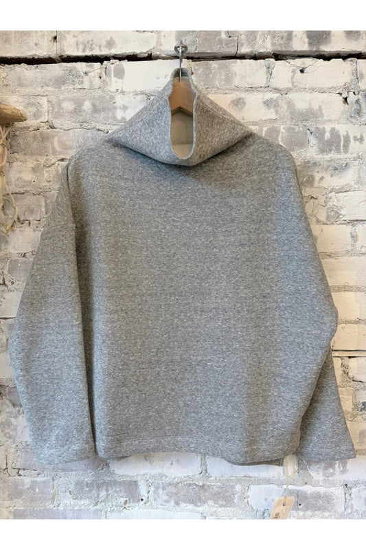 Cotton Tencel Brushed LS Turtleneck - Heather Charcoal - DUNE + SALT