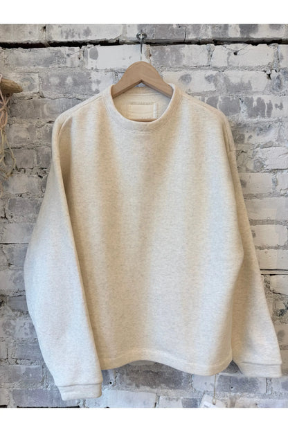 L/S Cotton Tencel Brushed Fleece Crew - Oat - DUNE + SALT