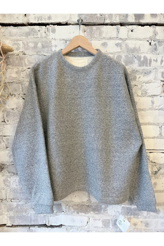 L/S Cotton Tencel Brushed Fleece Crew - Heather Charcoal - DUNE + SALT