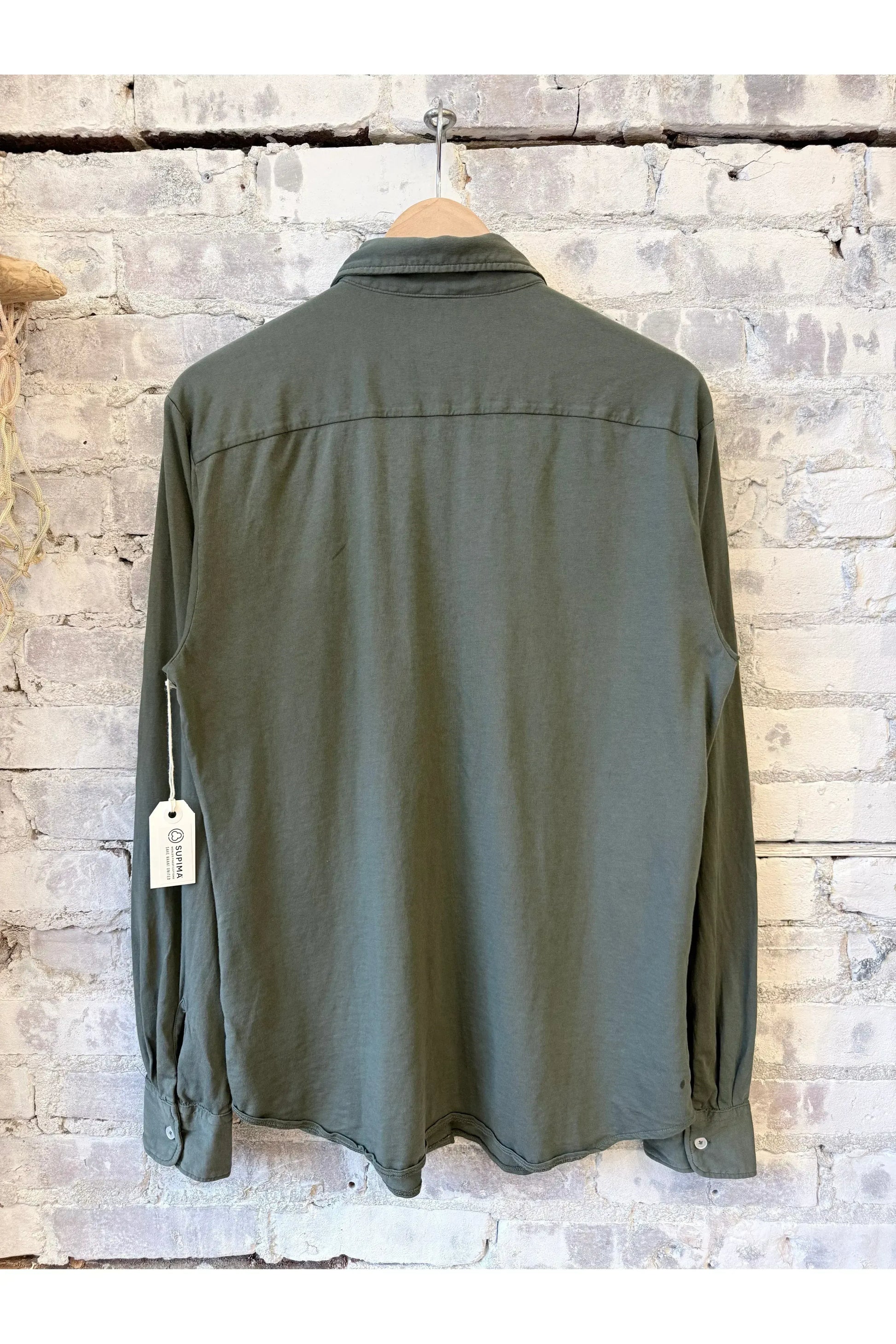 L/S Supima Jersey Easy Shirt - Basil - DUNE + SALT