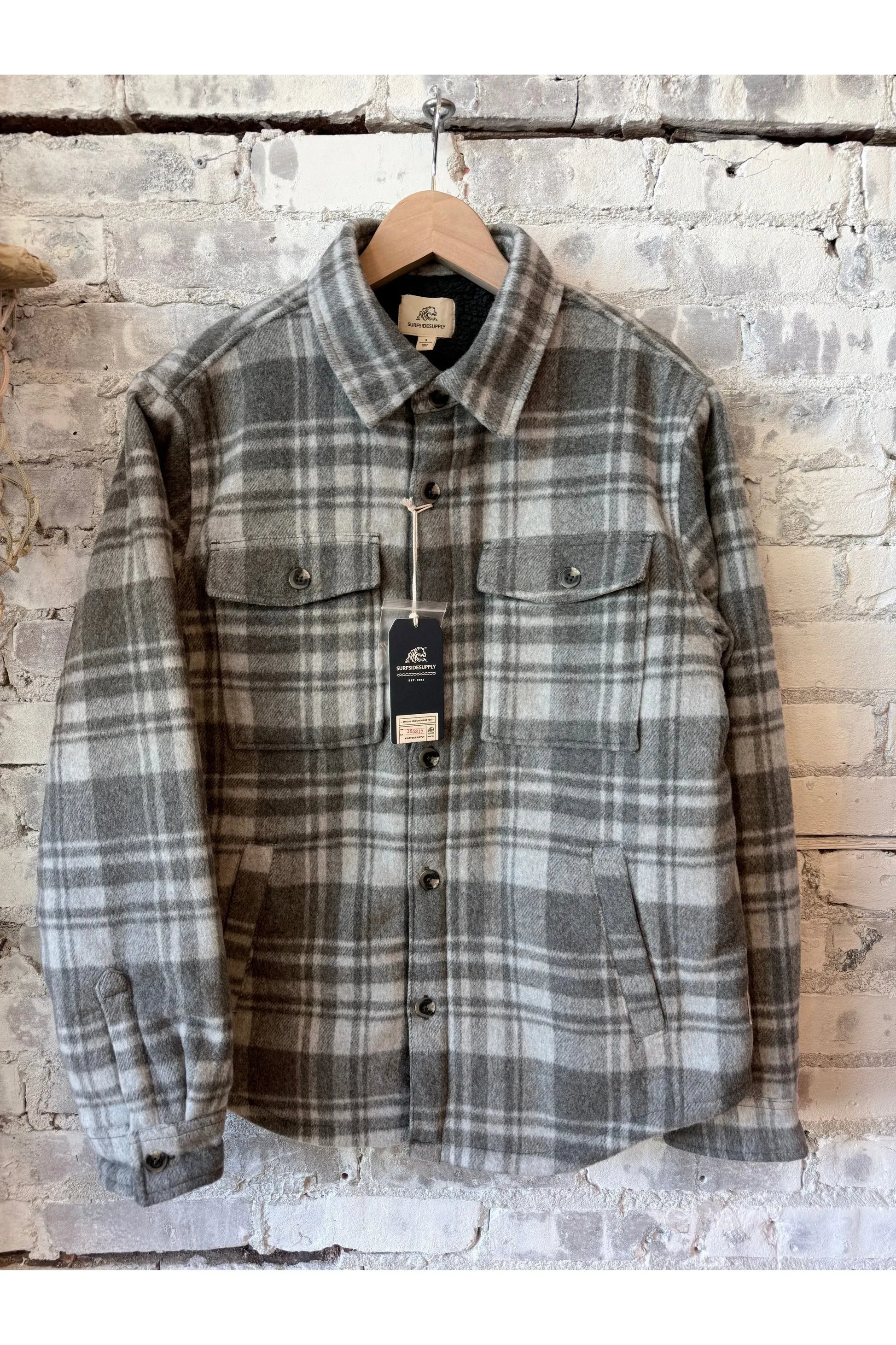 Skip Sherpa Shirt Jacket - Grey Combo - DUNE + SALT