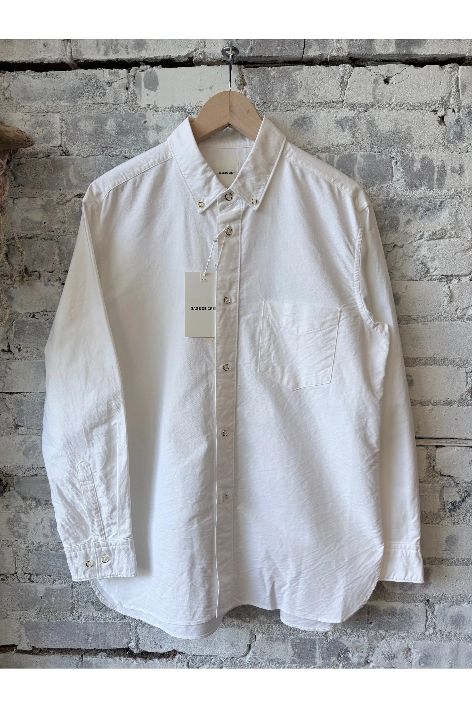Heavy Oxford Short Point Collar Shirt - Off White - DUNE + SALT